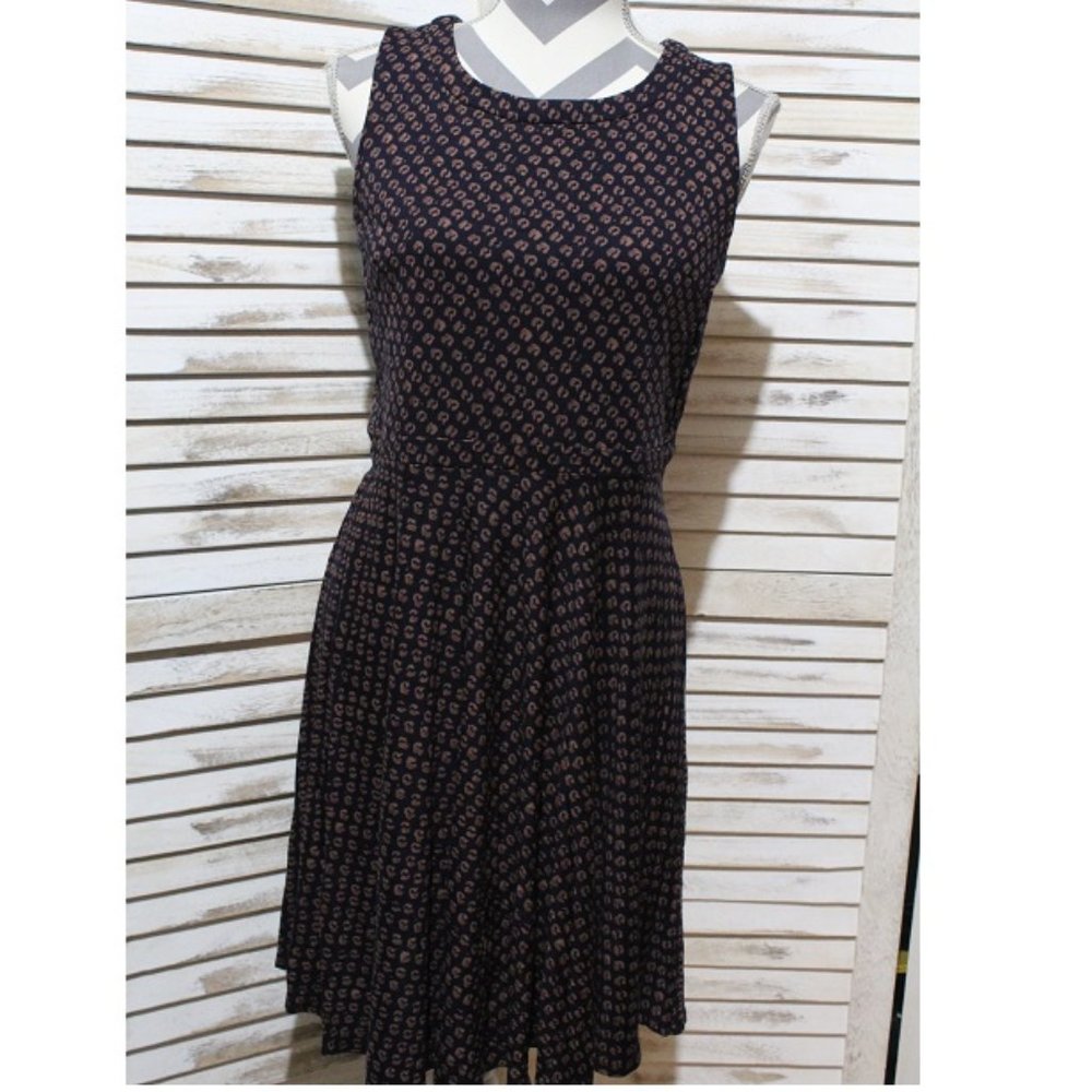 Loft black with brown coffee bean print dress (1132)